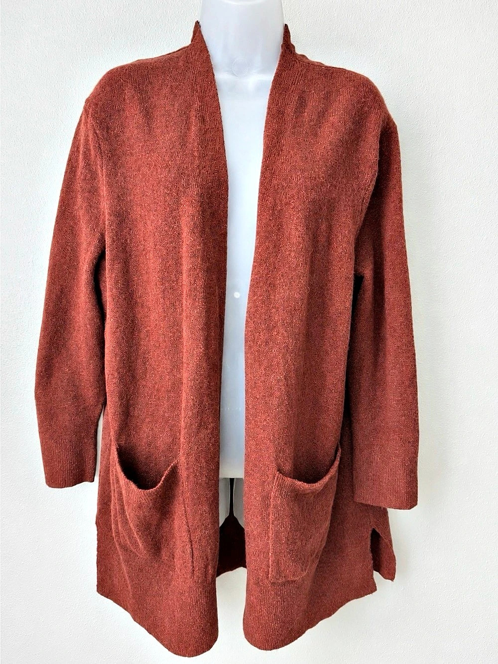 Madewell Cardigan Medium Rust Red Wool Alpaca Blend Longline Open Front NWT